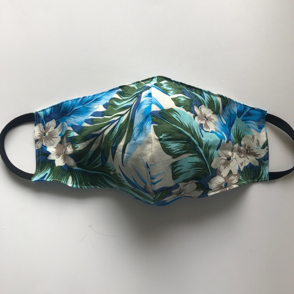 Blue tropical Fabric Face Cover